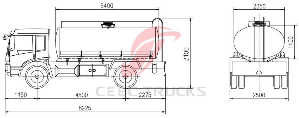 10 CBM Oil tanker truck drawing 10 CBM Oil tanker truck drawing