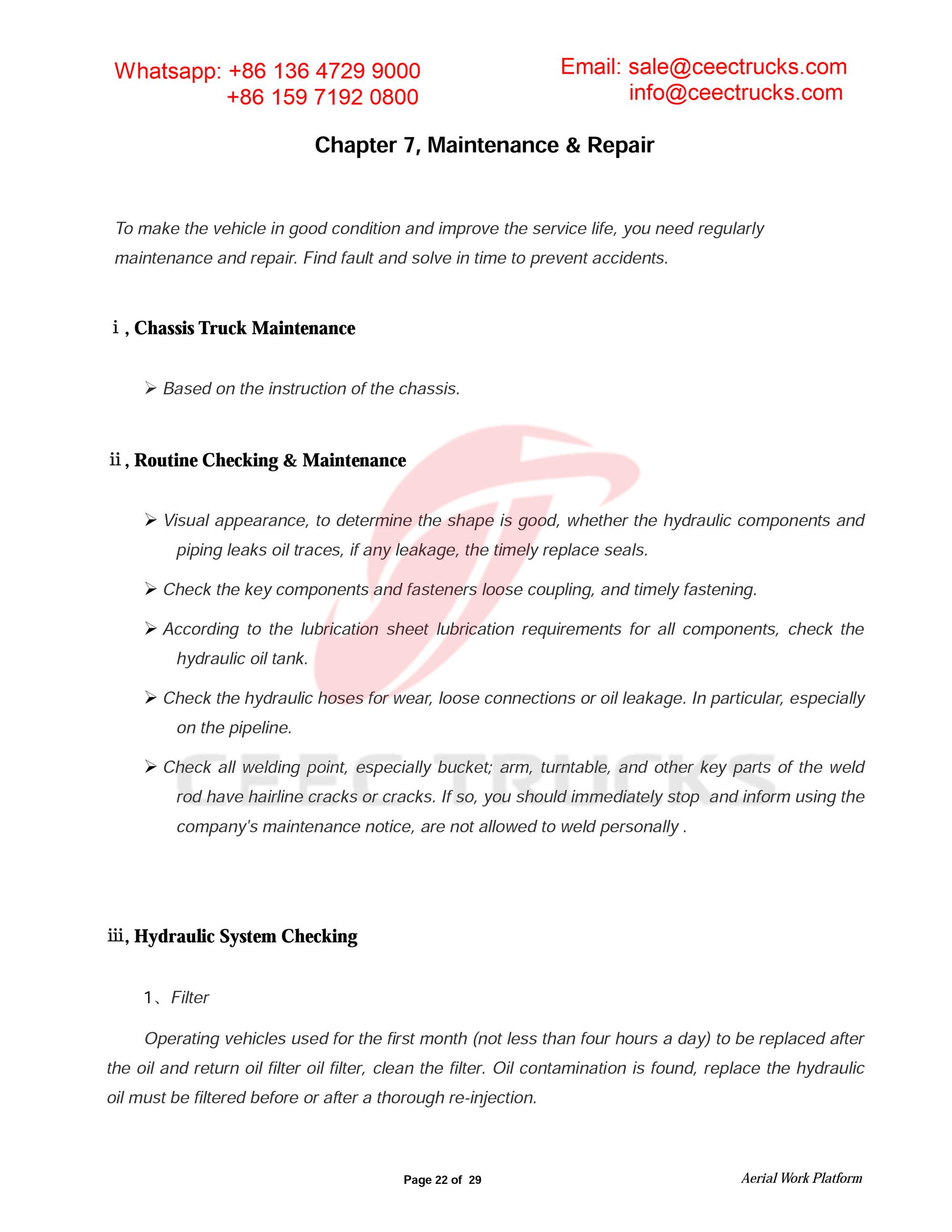 ISUZU 18m aerial working platform owner manual ISUZU 18m aerial working platform owner manual