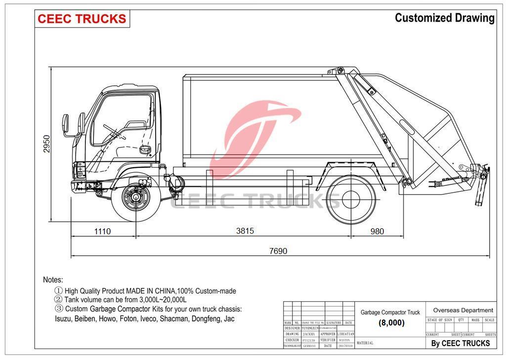 CEEC supply ISUZU 8cbm garbage compactor truck drawing CEEC supply ISUZU 8cbm garbage compactor truck drawing