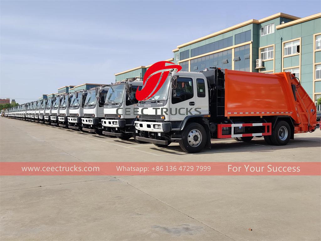 ISUZU FVR 10 cubic meter garbage compactor trucks export Dubai ISUZU FVR 10 cubic meter garbage compactor trucks export Dubai