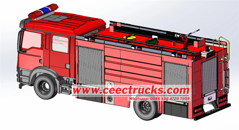 CEEC TRUCKS HOWO fire engine 3D technical drawing