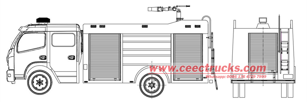 HOWO tanker fire fighting truck drawing