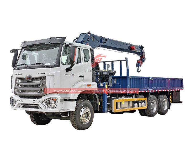 Howo 6x4 cargo truck mounted 14 tons crane