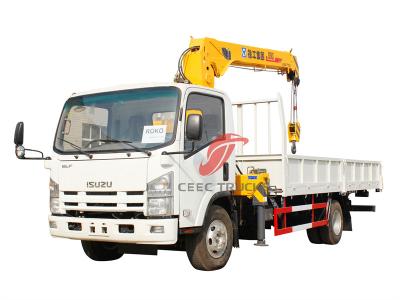 Isuzu NPR 190hp truck with 3 tons telescopic crane
